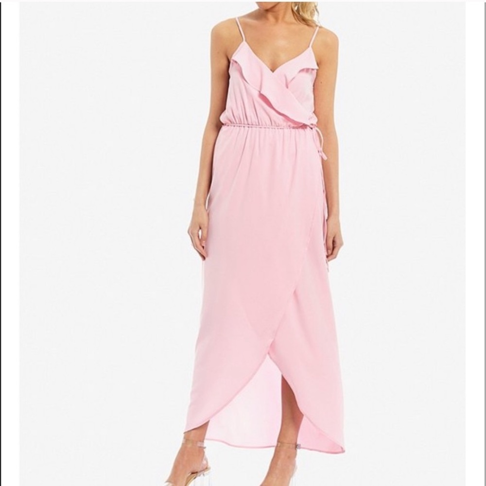 GB Cold Shoulder Ruffle Wrap Dress